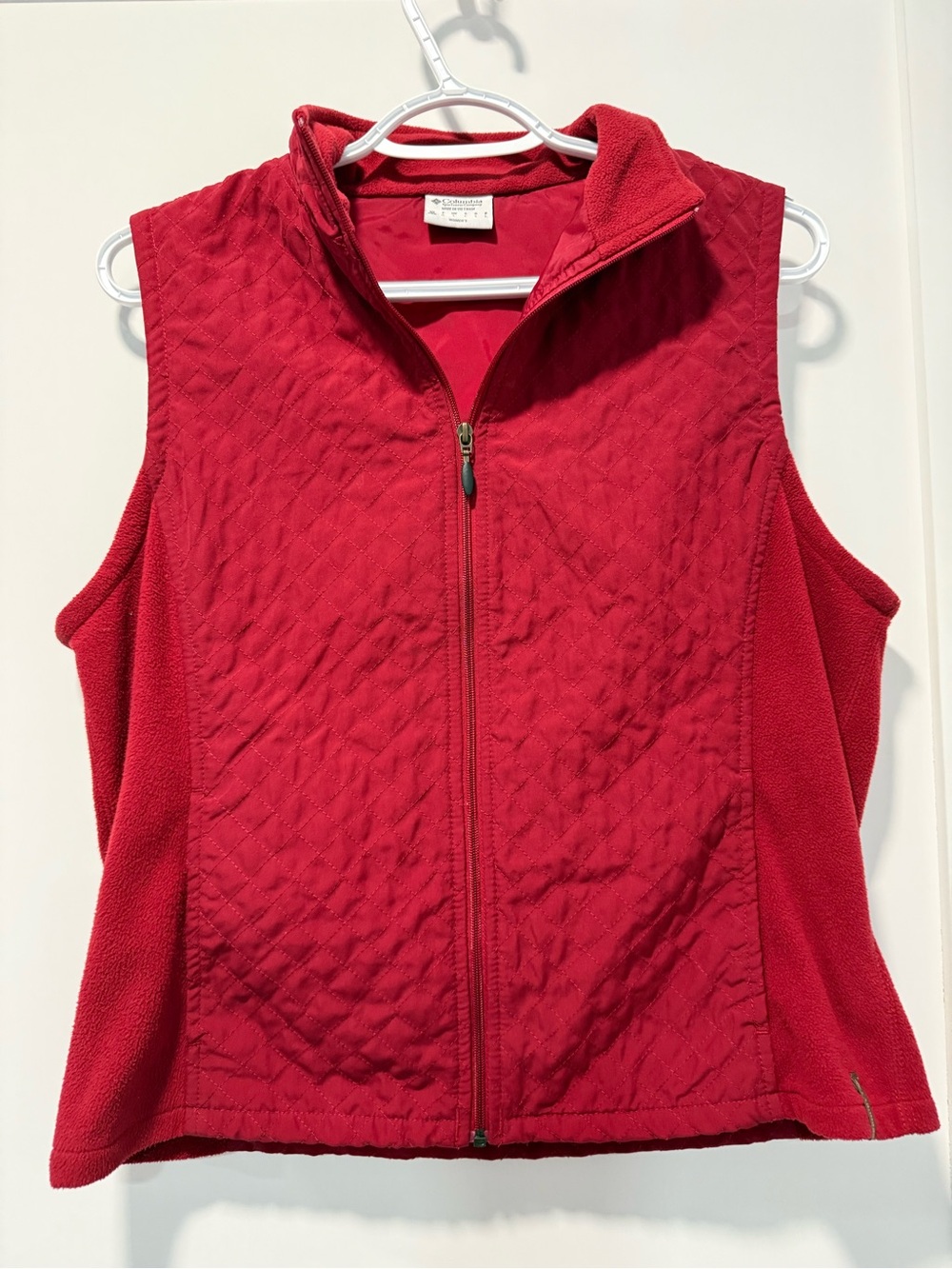 Columbia Red Quilted Fleece Vest - Zip Front